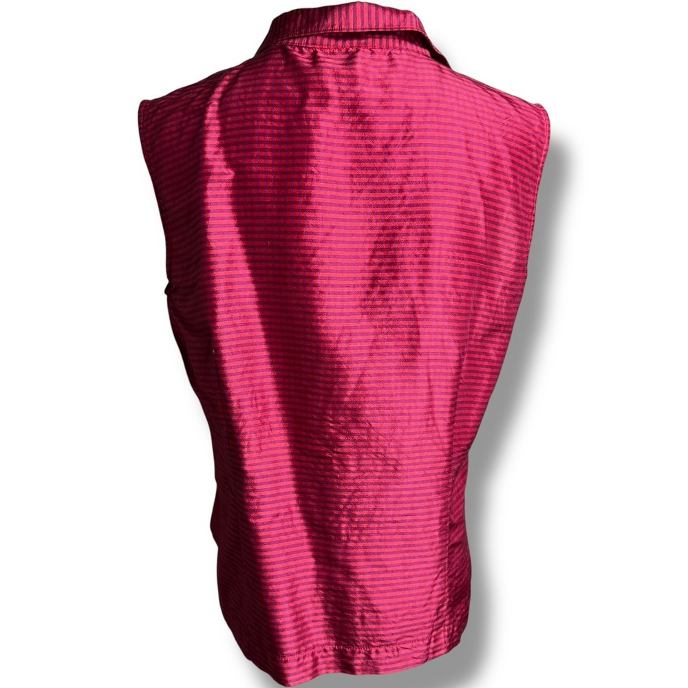 Vintage CLIO Silk Plaid Collared Sleeveless Blouse‎ Women's Size 10 Artsy Career - Picture 16 of 16